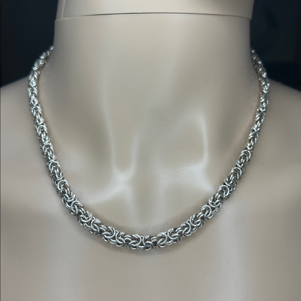 Elegant Silver Byzantine Chain Necklace